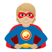 🦸🏼 Emoji Personaje De Superhéroe: Tono De Piel Claro Medio en JoyPixels 6.0.