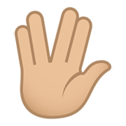 🖖🏼 Emoji vulkanischer Gruß: mittelhelle Hautfarbe JoyPixels 6.0.