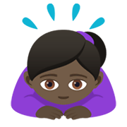 🙇🏿‍♀️ Emoji Mulher Fazendo Reverência: Pele Escura na JoyPixels 6.0.