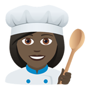 👩🏿‍🍳 Emoji Cozinheira: Pele Escura na JoyPixels 6.0.