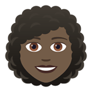 👩🏿‍🦱 Emoji Frau: dunkle Hautfarbe, lockiges Haar JoyPixels 6.0.