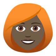 👩🏿‍🦰 Emoji Frau: dunkle Hautfarbe, rotes Haar JoyPixels 6.0.