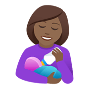 👩🏾‍🍼 Emoji Mulher Alimentando Bebê: Pele Morena Escura na JoyPixels 6.0.