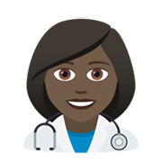 👩🏿‍⚕️ Emoji Mulher Profissional Da Saúde: Pele Escura na JoyPixels 6.0.