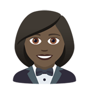 🤵🏿‍♀️ Emoji Frau im Smoking: dunkle Hautfarbe JoyPixels 6.0.