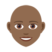 👩🏾‍🦲 Emoji Frau: mitteldunkle Hautfarbe, Glatze JoyPixels 6.0.