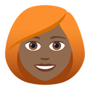 👩🏾‍🦰 Emoji Frau: mitteldunkle Hautfarbe, rotes Haar JoyPixels 6.0.