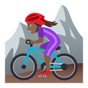 🚵🏾‍♀️ Emoji Mulher Fazendo Mountain Bike: Pele Morena Escura na JoyPixels 6.0.