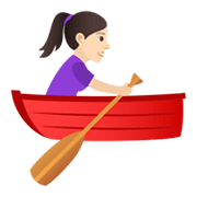 🚣🏻‍♀️ Emoji Frau im Ruderboot: helle Hautfarbe JoyPixels 6.0.