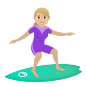 🏄🏼‍♀️ Emoji Mulher Surfista: Pele Morena Clara na JoyPixels 6.0.