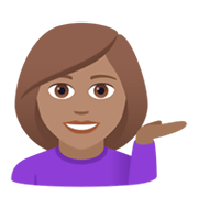 💁🏽‍♀️ Emoji Mulher Com A Palma Virada Para Cima: Pele Morena na JoyPixels 6.0.