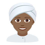 👳🏾‍♀️ Emoji Frau mit Turban: mitteldunkle Hautfarbe JoyPixels 6.0.