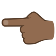 👈🏾 Emoji nach links weisender Zeigefinger: mitteldunkle Hautfarbe JoyPixels 6.5.