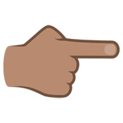 👉🏽 Emoji Dorso Da Mão Com Dedo Indicador Apontando Para A Direita: Pele Morena na JoyPixels 6.5.