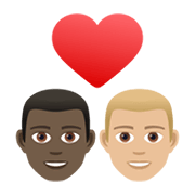 👨🏿‍❤️‍👨🏼 Emoji Liebespaar - Mann: dunkle Hautfarbe, Mann: mittelhelle Hautfarbe JoyPixels 6.5.