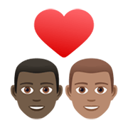👨🏿‍❤️‍👨🏽 Emoji Liebespaar - Mann: dunkle Hautfarbe, Mann: mittlere Hautfarbe JoyPixels 6.5.