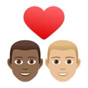 👨🏾‍❤️‍👨🏼 Emoji Liebespaar - Mann: mitteldunkle Hautfarbe, Mann: mittelhelle Hautfarbe JoyPixels 6.5.