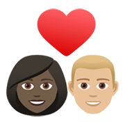 👩🏿‍❤️‍👨🏼 Emoji Liebespaar - Frau: dunkle Hautfarbe, Mann: mittelhelle Hautfarbe JoyPixels 6.5.