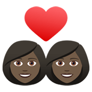 👩🏿‍❤️‍👩🏿 Emoji Liebespaar - Frau: dunkle Hautfarbe, Frau: dunkle Hautfarbe JoyPixels 6.5.