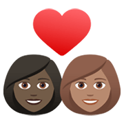 👩🏿‍❤️‍👩🏽 Emoji Liebespaar - Frau: dunkle Hautfarbe, Frau: mittlere Hautfarbe JoyPixels 6.5.