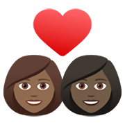 👩🏾‍❤️‍👩🏿 Emoji Liebespaar - Frau: mitteldunkle Hautfarbe, Frau: dunkle Hautfarbe JoyPixels 6.5.