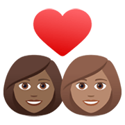 👩🏾‍❤️‍👩🏽 Emoji Casal Apaixonado - Mulher: Pele Morena Escura, Mulher: Pele Morena na JoyPixels 6.5.