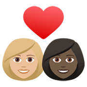 👩🏼‍❤️‍👩🏿 Emoji Liebespaar - Frau: mittelhelle Hautfarbe, Frau: dunkle Hautfarbe JoyPixels 6.5.