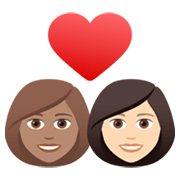 👩🏽‍❤️‍👩🏻 Emoji Casal Apaixonado - Mulher: Pele Morena, Mulher: Pele Clara na JoyPixels 6.5.