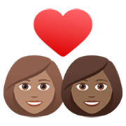 👩🏽‍❤️‍👩🏾 Emoji Liebespaar - Frau: mittlere Hautfarbe, Frau: mitteldunkle Hautfarbe JoyPixels 6.5.