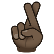 🤞🏿 Emoji Hand mit gekreuzten Fingern: dunkle Hautfarbe JoyPixels 6.5.
