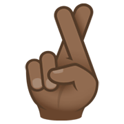 🤞🏾 Emoji Hand mit gekreuzten Fingern: mitteldunkle Hautfarbe JoyPixels 6.5.