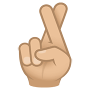 🤞🏼 Emoji Hand mit gekreuzten Fingern: mittelhelle Hautfarbe JoyPixels 6.5.