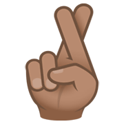 🤞🏽 Emoji Hand mit gekreuzten Fingern: mittlere Hautfarbe JoyPixels 6.5.