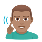 Emoji 🧏🏽‍♂️ Uomo Con Problemi Di Udito: Carnagione Olivastra su JoyPixels 6.5.