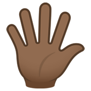 🖐🏾 Emoji Hand mit gespreizten Fingern: mitteldunkle Hautfarbe JoyPixels 6.5.