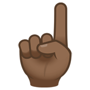 ☝🏾 Emoji nach oben weisender Zeigefinger von vorne: mitteldunkle Hautfarbe JoyPixels 6.5.