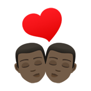 👨🏿‍❤️‍💋‍👨🏿 Emoji sich küssendes Paar - Mann: dunkle Hautfarbe, Mann: dunkle Hautfarbe JoyPixels 6.5.