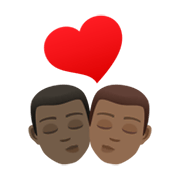 👨🏿‍❤️‍💋‍👨🏾 Emoji sich küssendes Paar - Mann: dunkle Hautfarbe, Mann: mitteldunkle Hautfarbe JoyPixels 6.5.