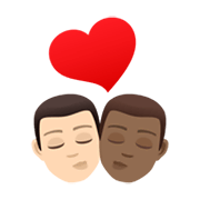 👨🏻‍❤️‍💋‍👨🏾 Emoji Beso - Hombre: Tono De Piel Claro, Hombre: Tono De Piel Oscuro Medio en JoyPixels 6.5.