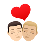 👨🏻‍❤️‍💋‍👨🏼 Emoji Beijo - Homem: Pele Clara, Homem: Pele Morena Clara na JoyPixels 6.5.