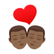 👨🏾‍❤️‍💋‍👨🏾 Emoji sich küssendes Paar - Mann: mitteldunkle Hautfarbe, Mann: mitteldunkle Hautfarbe JoyPixels 6.5.