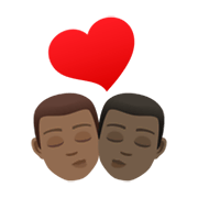 👨🏾‍❤️‍💋‍👨🏿 Emoji sich küssendes Paar - Mann: mitteldunkle Hautfarbe, Mann: dunkle Hautfarbe JoyPixels 6.5.