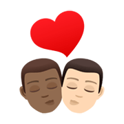 👨🏾‍❤️‍💋‍👨🏻 Emoji Beijo - Homem: Pele Morena Escura, Homem: Pele Clara na JoyPixels 6.5.