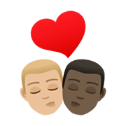 👨🏼‍❤️‍💋‍👨🏿 Emoji Beso - Hombre: Tono De Piel Claro Medio, Hombre: Tono De Piel Oscuro en JoyPixels 6.5.