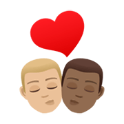 👨🏼‍❤️‍💋‍👨🏾 Emoji Beso - Hombre: Tono De Piel Claro Medio, Hombre: Tono De Piel Oscuro Medio en JoyPixels 6.5.