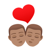 Emoji 👨🏽‍❤️‍💋‍👨🏽 Bacio Tra Coppia - Uomo: Carnagione Olivastra, Uomo: Carnagione Olivastra su JoyPixels 6.5.