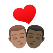 👨🏽‍❤️‍💋‍👨🏿 Emoji sich küssendes Paar - Mann: mittlere Hautfarbe, Mann: dunkle Hautfarbe JoyPixels 6.5.