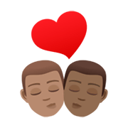 👨🏽‍❤️‍💋‍👨🏾 Emoji sich küssendes Paar - Mann: mittelhelle Hautfarbe JoyPixels 6.5.