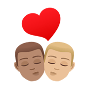 👨🏽‍❤️‍💋‍👨🏼 Emoji Beijo - Homem: Pele Morena, Homem: Pele Morena Clara na JoyPixels 6.5.