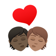🧑🏿‍❤️‍💋‍🧑🏽 Emoji sich küssendes Paar: Person, Person, dunkle Hautfarbe, mittlere Hautfarbe JoyPixels 6.5.